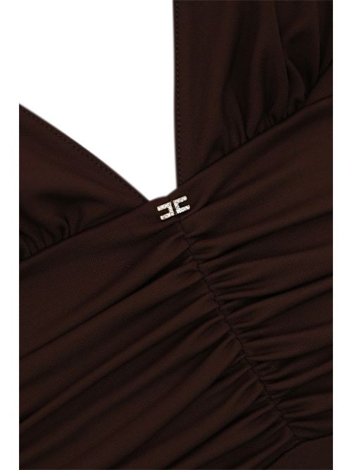 Body in jersey crepe con drappeggio e dettaglio logo Elisabetta Franchi | BO00356E2EA3